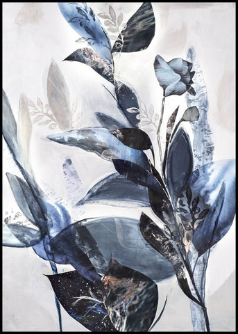 Blue Leaves | INDRAMMET BILLEDE Indrammet billede ART COPENHAGEN 30x40 Sort 