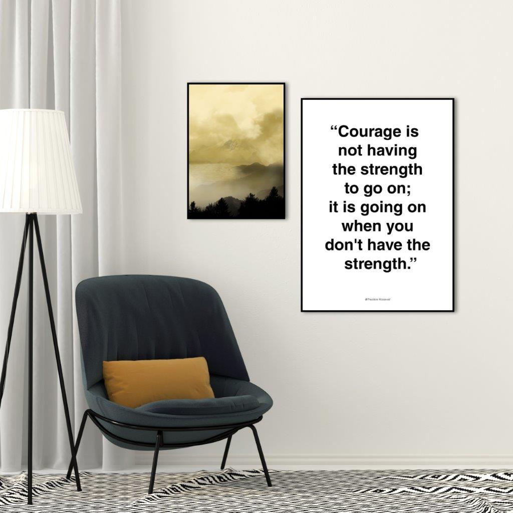 Courage | INDRAMMET BILLEDE Indrammet billede ART COPENHAGEN 30x40 Sort 