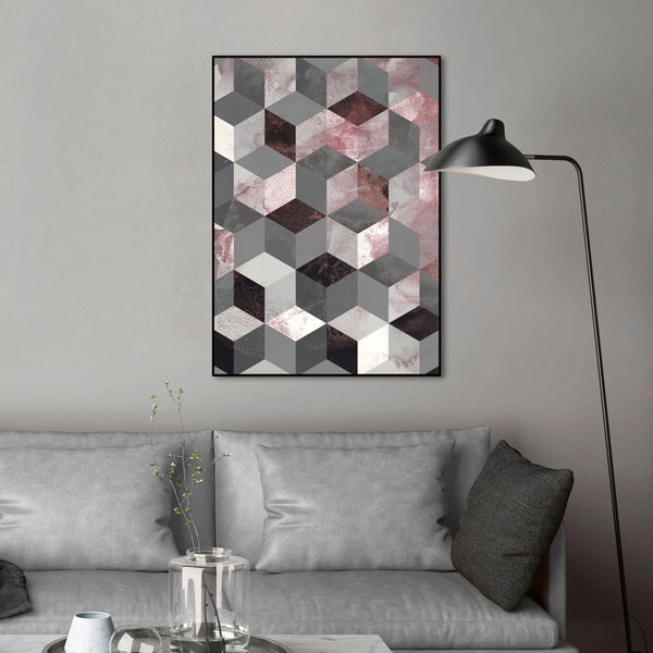 Cubes rose | INDRAMMET BILLEDE Indrammet billede ART COPENHAGEN   