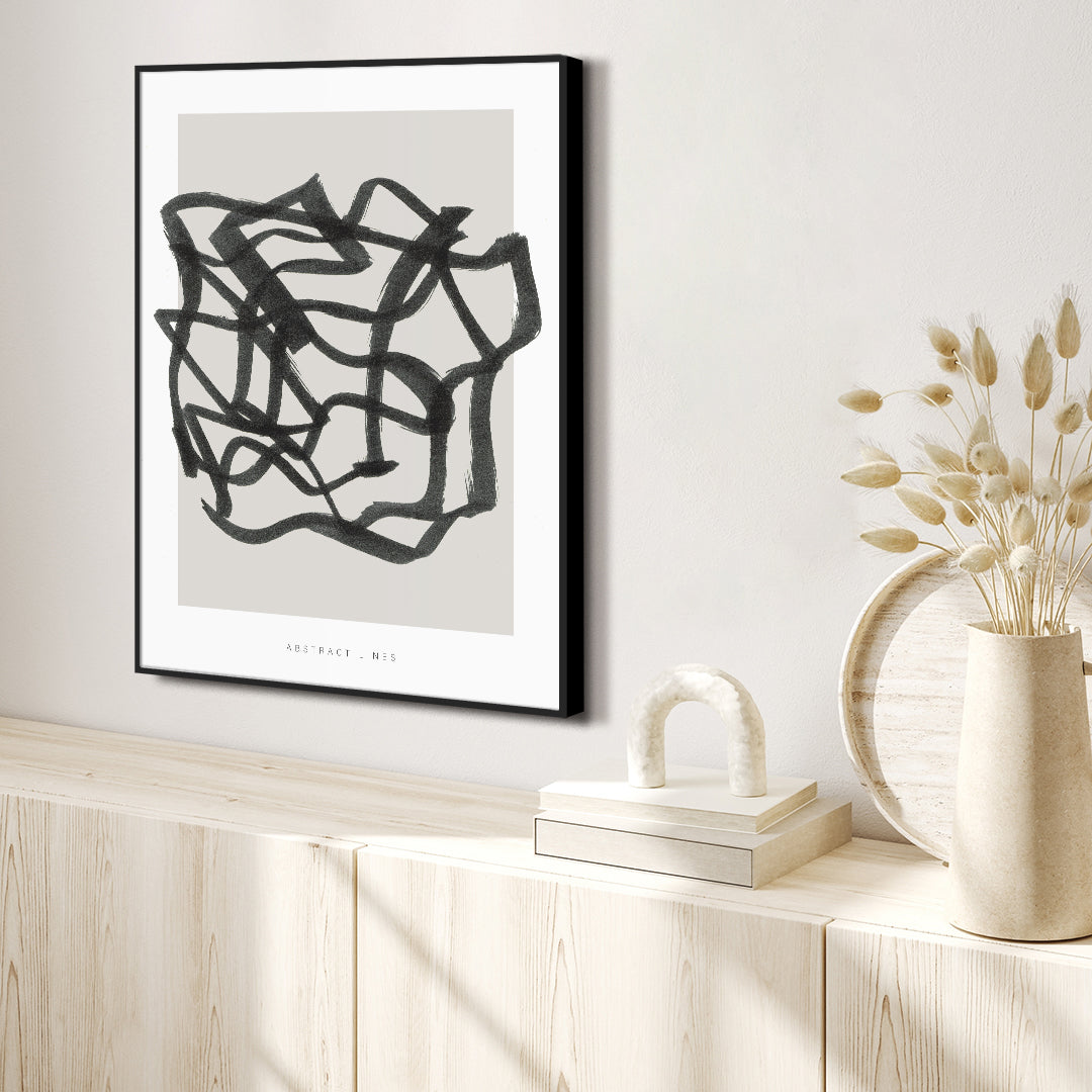 Lines 1 | INDRAMMET BILLEDE Indrammet billede ART COPENHAGEN 30x40 Sort 