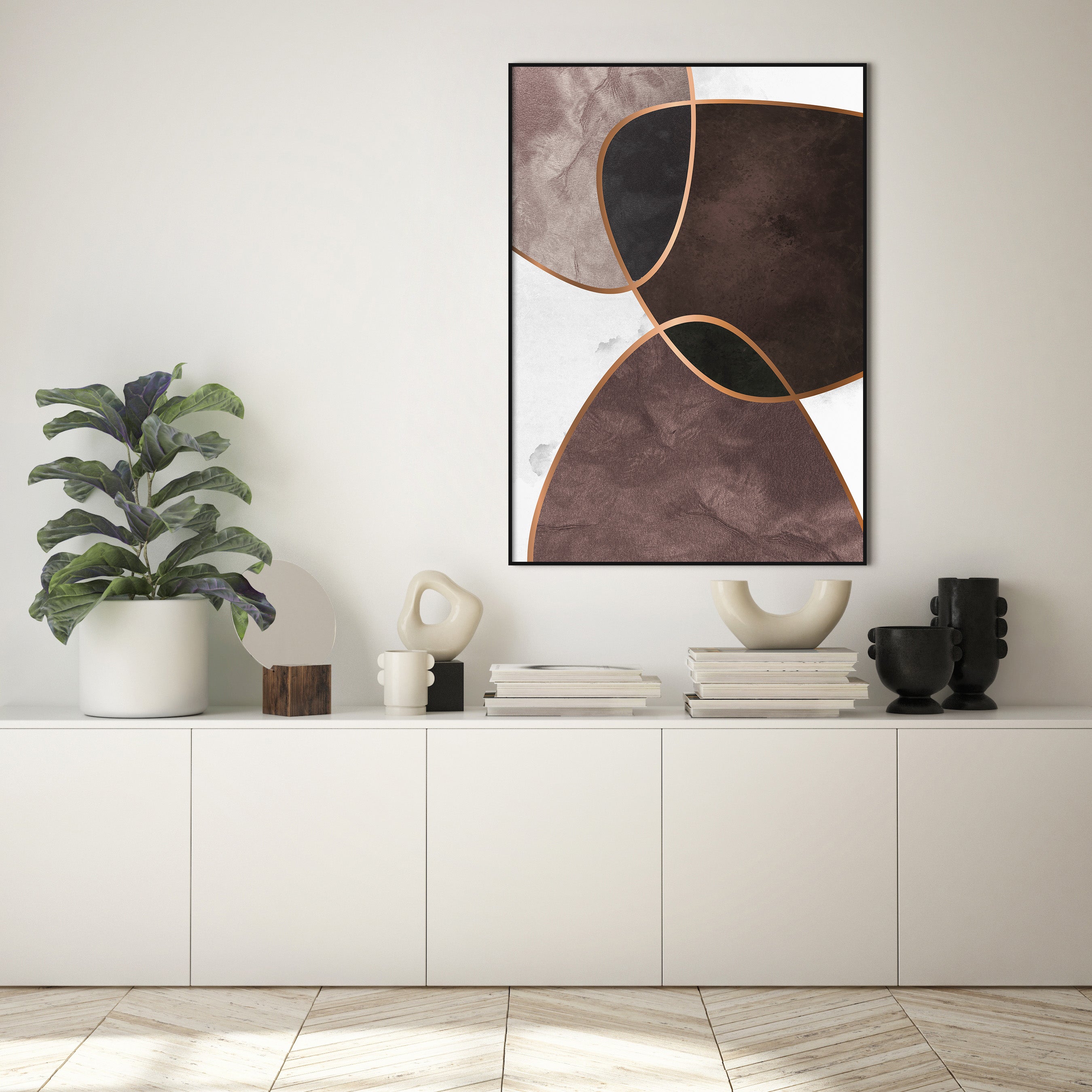 Velvet Shapes 4 | INDRAMMET BILLEDE Indrammet billede ART COPENHAGEN 30x40 Egeramme 