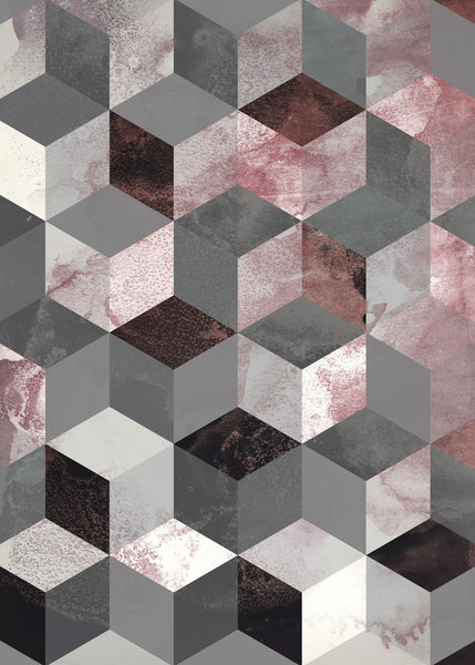 Cubes rose | INDRAMMET BILLEDE Indrammet billede ART COPENHAGEN   