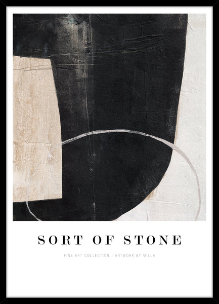 Sort of stone | KUNSTTRYK Kunsttryk Art Copenhagen 50x70 Sort ramme 