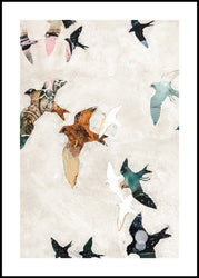 Abstract Birds 1 | INDRAMMET BILLEDE Indrammet billede ART COPENHAGEN 30x40 Sort 