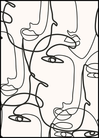 Abstract Lines 5 | INDRAMMET BILLEDE Indrammet billede ART COPENHAGEN 30x40 Sort 