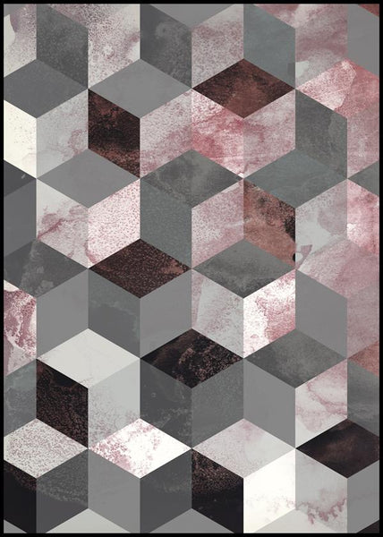Cubes rose | INDRAMMET BILLEDE Indrammet billede ART COPENHAGEN 30x40 Sort 