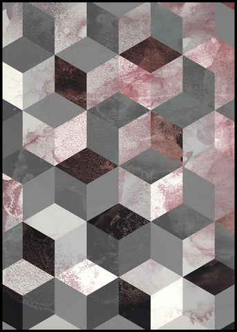Cubes rose | INDRAMMET BILLEDE Indrammet billede ART COPENHAGEN 30x40 Sort 
