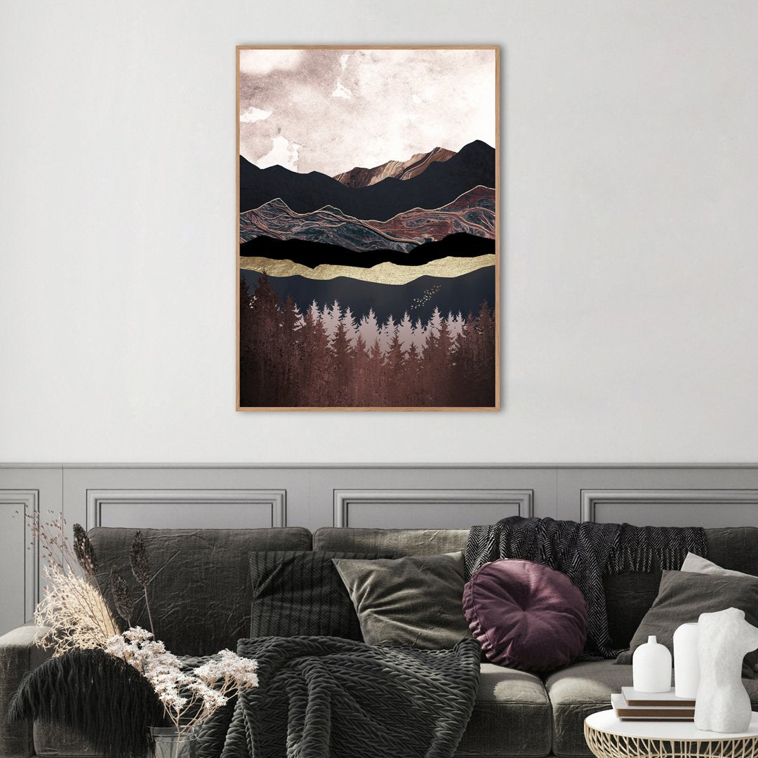 Autumn Mountains 2 | INDRAMMET BILLEDE Indrammet billede ART COPENHAGEN 30x40 Sort 