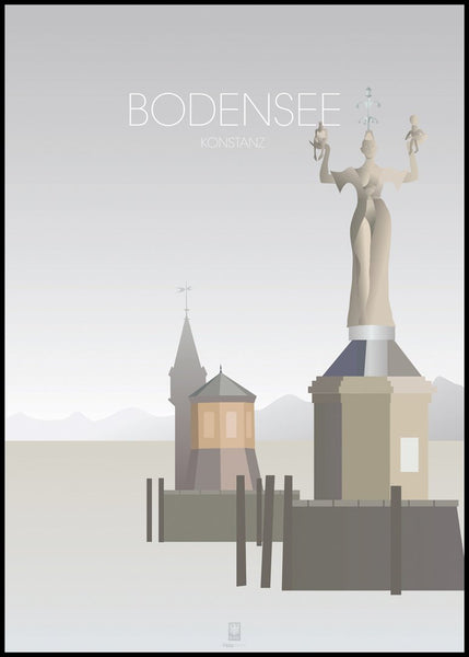 Bodensee Konstanz | INDRAMMET BILLEDE Indrammet billede ART COPENHAGEN 30x40 Sort 