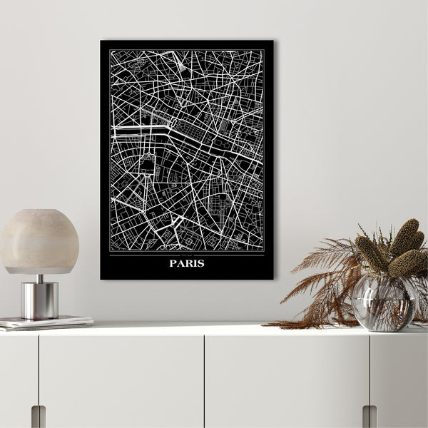 Map Paris Black | INDRAMMET BILLEDE Indrammet billede ART COPENHAGEN   