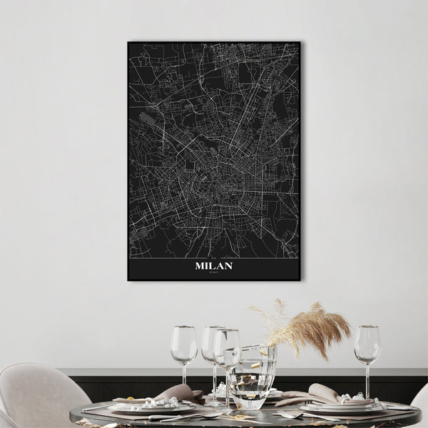 Map Milan black | INDRAMMET BILLEDE Indrammet billede ART COPENHAGEN   