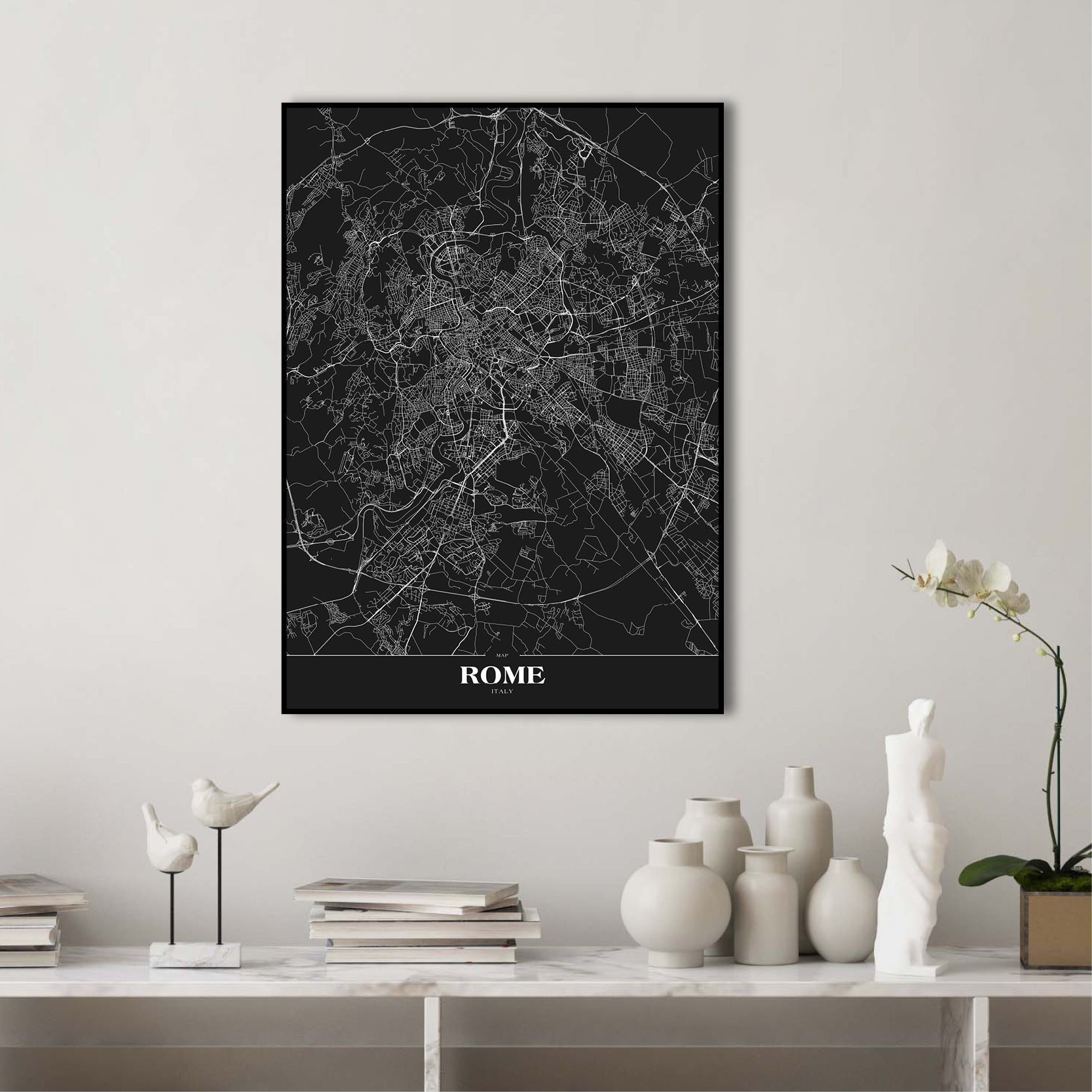 Rome black | INDRAMMET BILLEDE Indrammet billede ART COPENHAGEN 30x40 Sort 