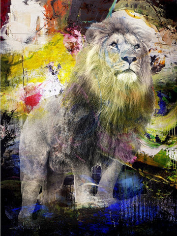 Colour Lion | Håndmalet Lærredstryk