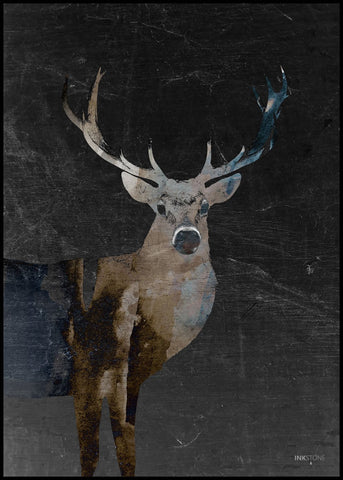 Deerly dark | INDRAMMET BILLEDE Indrammet billede ART COPENHAGEN 30x40 Sort 