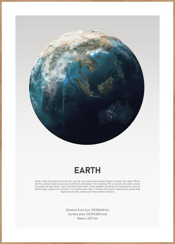 Earth Light | INDRAMMET BILLEDE Indrammet billede ART COPENHAGEN 30x40 Egeramme 