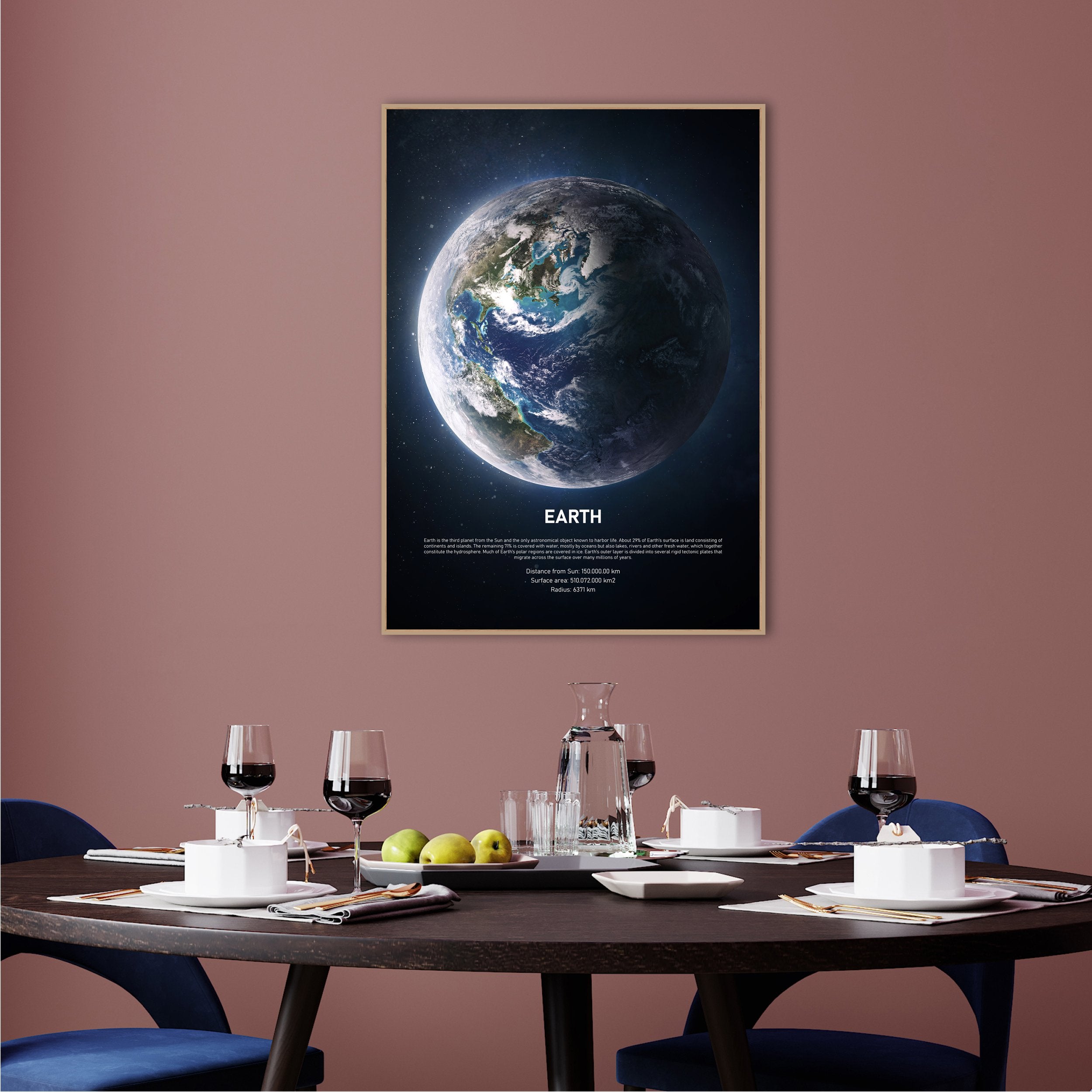 Earth | INDRAMMET BILLEDE Indrammet billede ART COPENHAGEN 30x40 Sort 