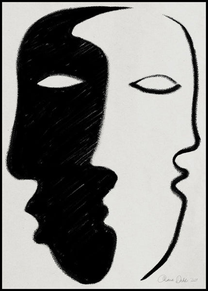 Face to Face | INDRAMMET BILLEDE Indrammet billede ART COPENHAGEN 30x40 Sort 