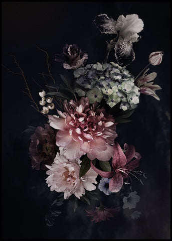 Floral Bouquet 2 | INDRAMMET BILLEDE Indrammet billede ART COPENHAGEN 30x40 Sort 