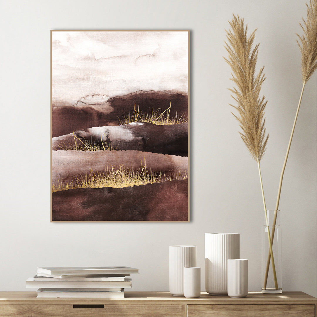 Golden Land 3 | INDRAMMET BILLEDE Indrammet billede ART COPENHAGEN 30x40 Egeramme 