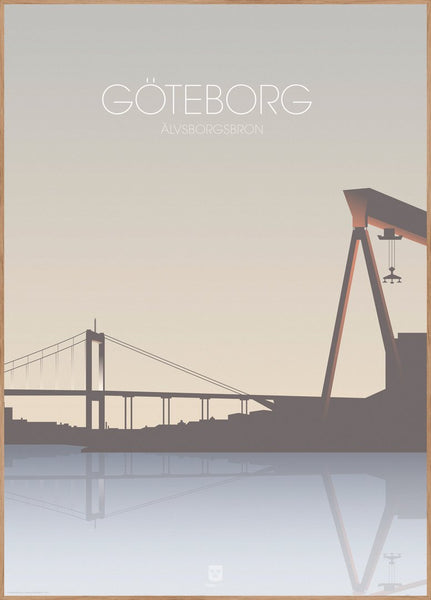 Göteborg Älvsborgsbron | INDRAMMET BILLEDE Indrammet billede ART COPENHAGEN 30x40 Egeramme 