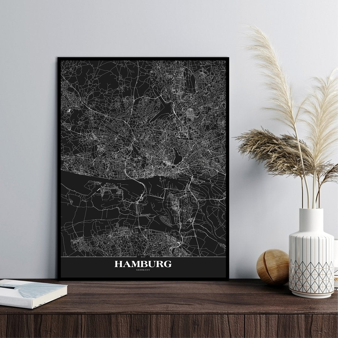 Map Hamburg black | PLAKAT