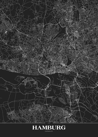 Map Hamburg black | PLAKAT