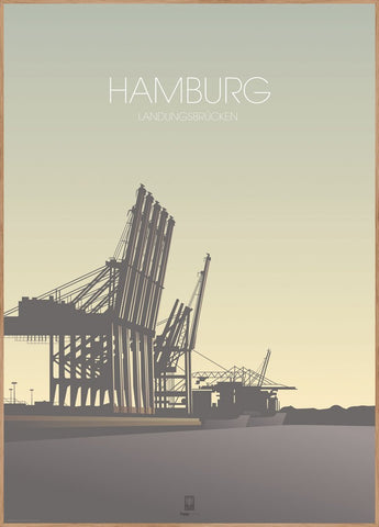 Hamburg | INDRAMMET BILLEDE Indrammet billede ART COPENHAGEN 30x40 Egeramme 