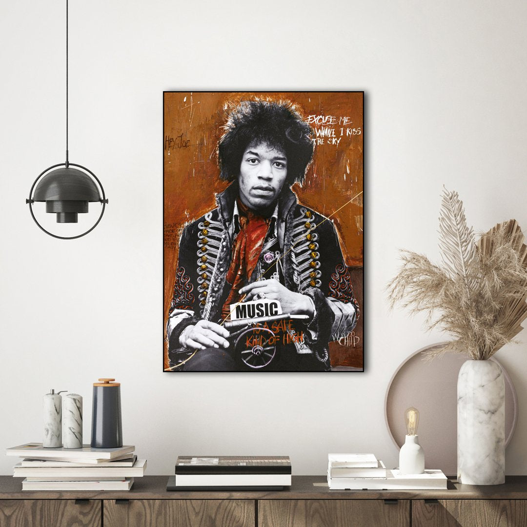 Hendrix by artist | INDRAMMET BILLEDE Indrammet billede ART COPENHAGEN 30x40 Sort 