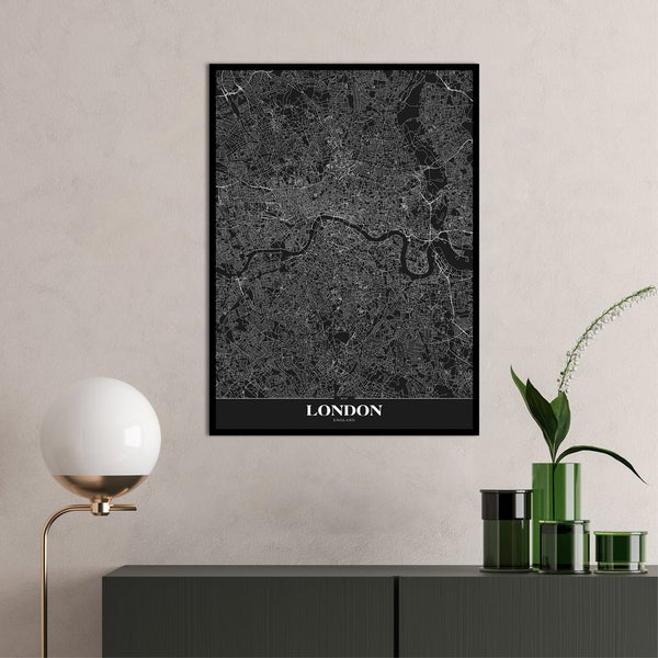 Map London black | PLAKAT Plakat ART COPENHAGEN   
