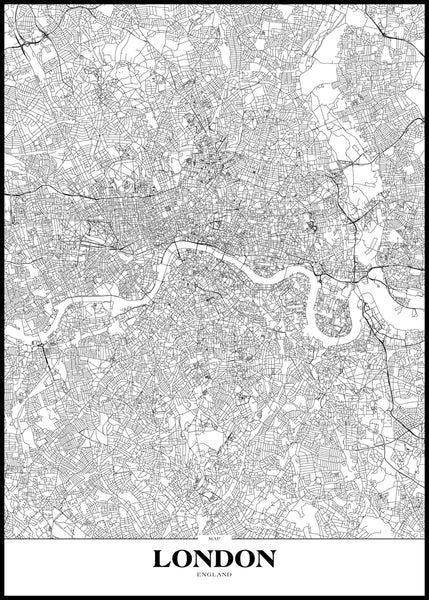 Map London | INDRAMMET BILLEDE Indrammet billede ART COPENHAGEN 30x40 Sort 