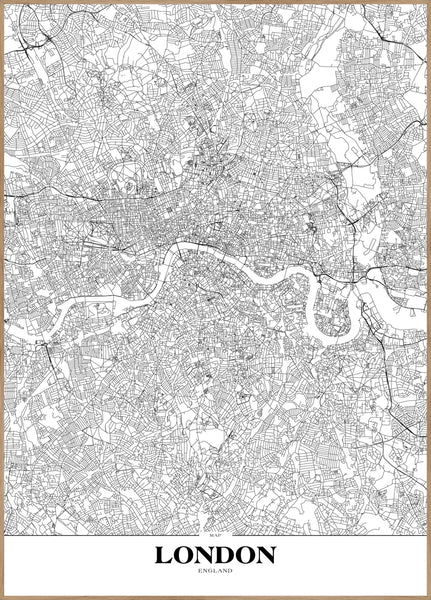 Map London | INDRAMMET BILLEDE Indrammet billede ART COPENHAGEN 30x40 Egeramme 
