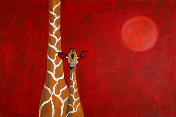 Giraffe in red | PREMIUM MALERI Premium Maleri ART COPENHAGEN   
