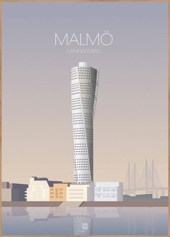 Malmö Turning Torso | INDRAMMET BILLEDE Indrammet billede ART COPENHAGEN 30x40 Egeramme 