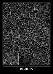 Map Berlin black | INDRAMMET BILLEDE Indrammet billede ART COPENHAGEN 30x40 Sort 