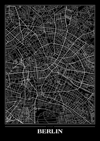 Map Berlin black | PLAKAT Plakat ART COPENHAGEN   