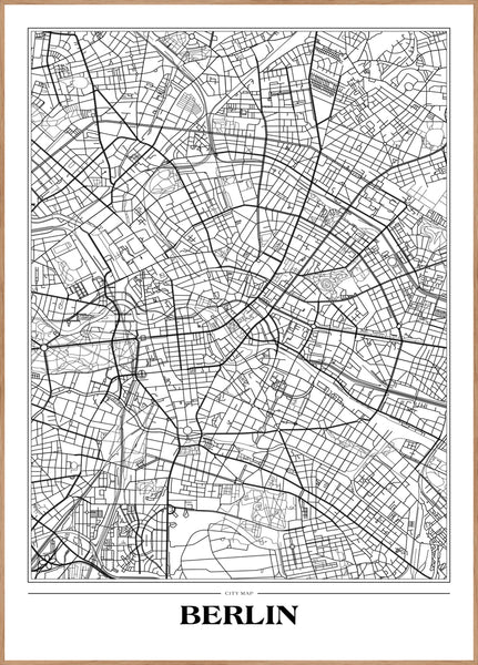 Map Berlin white | INDRAMMET BILLEDE Indrammet billede ART COPENHAGEN 30x40 Egeramme 