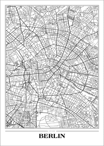 Map Berlin white | PLAKAT Plakat ART COPENHAGEN   