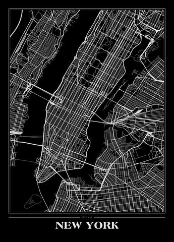 Map New York Black | PLAKAT Plakat ART COPENHAGEN   