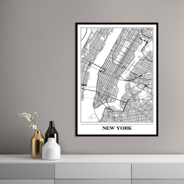 Map New York white | PLAKAT Plakat ART COPENHAGEN   