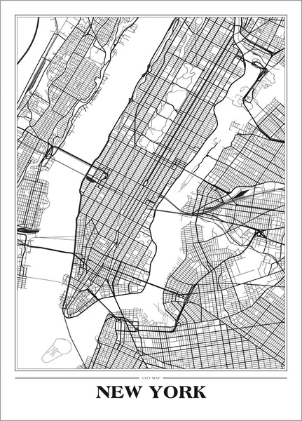 Map New York white | PLAKAT Plakat ART COPENHAGEN   