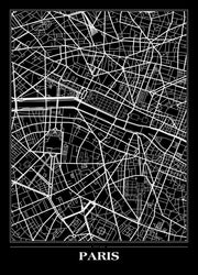 Map Paris Black | INDRAMMET BILLEDE Indrammet billede ART COPENHAGEN 30x40 Sort 
