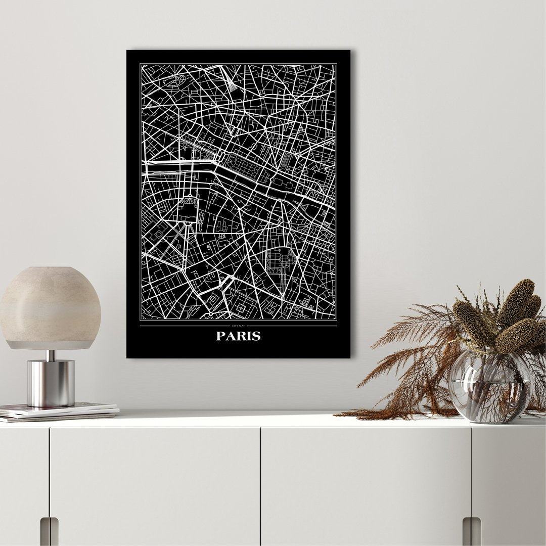 Map Paris Black | PLAKAT Plakat ART COPENHAGEN   