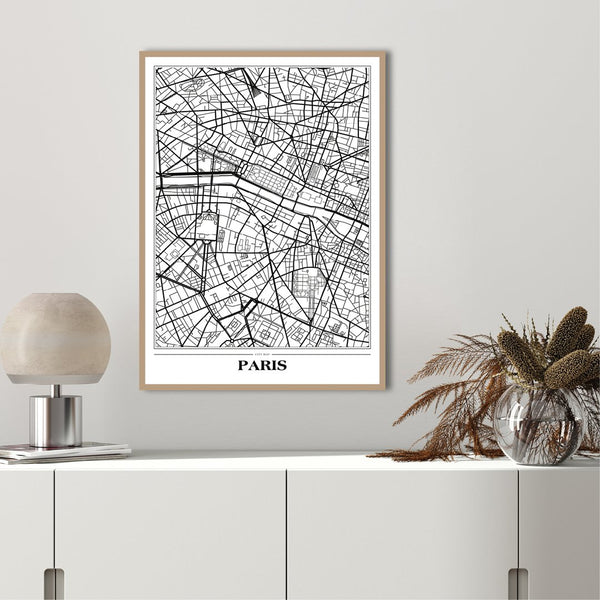 Map Paris white | PLAKAT Plakat ART COPENHAGEN   