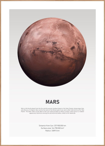Mars Light | INDRAMMET BILLEDE Indrammet billede ART COPENHAGEN 30x40 Egeramme 