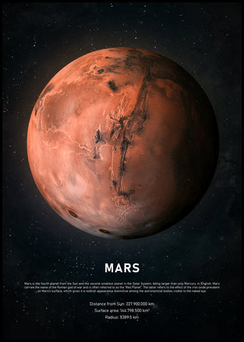 Mars | INDRAMMET BILLEDE Indrammet billede ART COPENHAGEN 30x40 Sort 