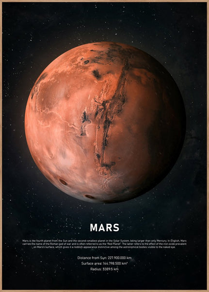 Mars | INDRAMMET BILLEDE Indrammet billede ART COPENHAGEN 30x40 Egeramme 