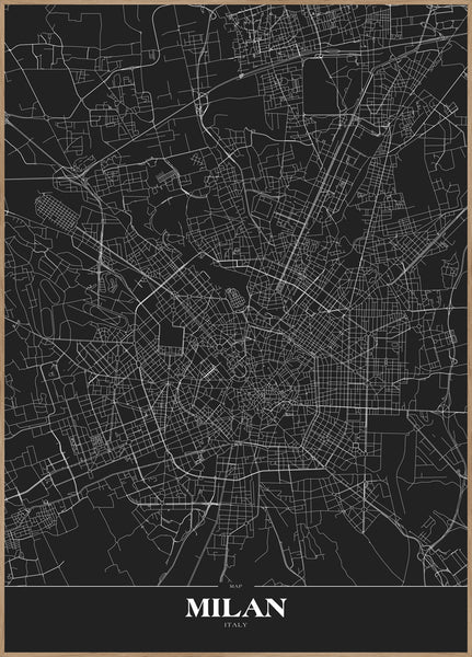 Map Milan black | INDRAMMET BILLEDE Indrammet billede ART COPENHAGEN 30x40 Egeramme 