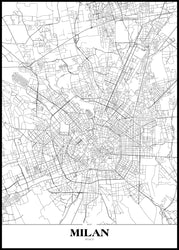 Map Milan | INDRAMMET BILLEDE Indrammet billede ART COPENHAGEN 30x40 Sort 