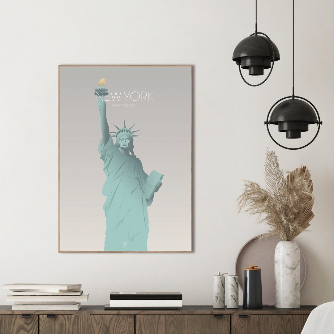 New York Liberty statue | INDRAMMET BILLEDE Indrammet billede ART COPENHAGEN 30x40 Egeramme 