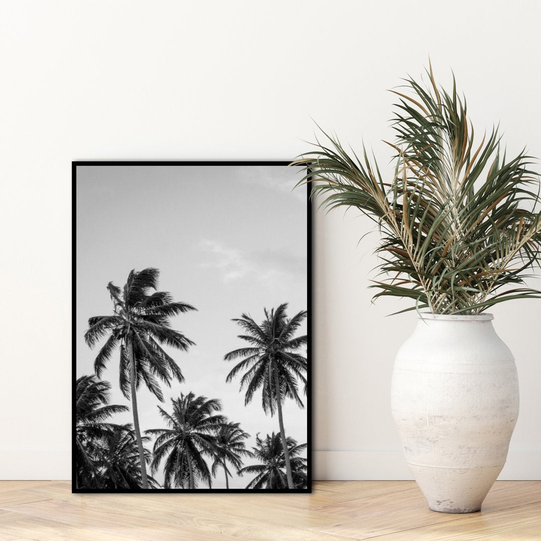 Palms in grey | INDRAMMET BILLEDE Indrammet billede ART COPENHAGEN 30x40 Sort 